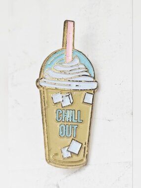 Chill Out Blended Drink Enamel Pin - Pastel Yellow & Blue